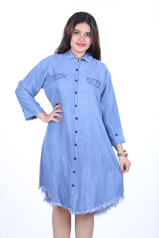 Sky Blue Denim Kurti