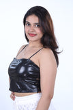 Black Stylish LEATHER CROP TOP