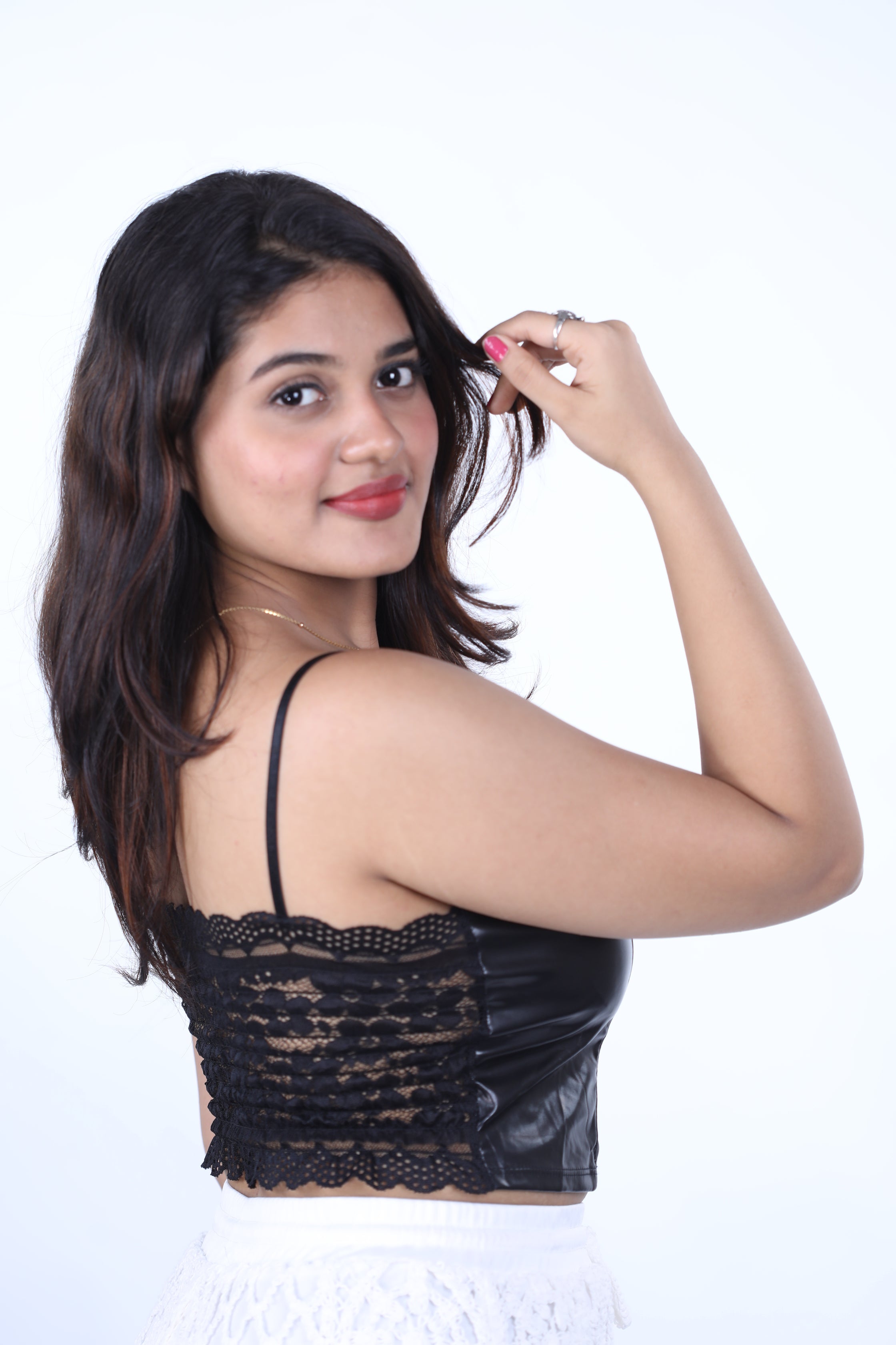 Black Stylish LEATHER CROP TOP