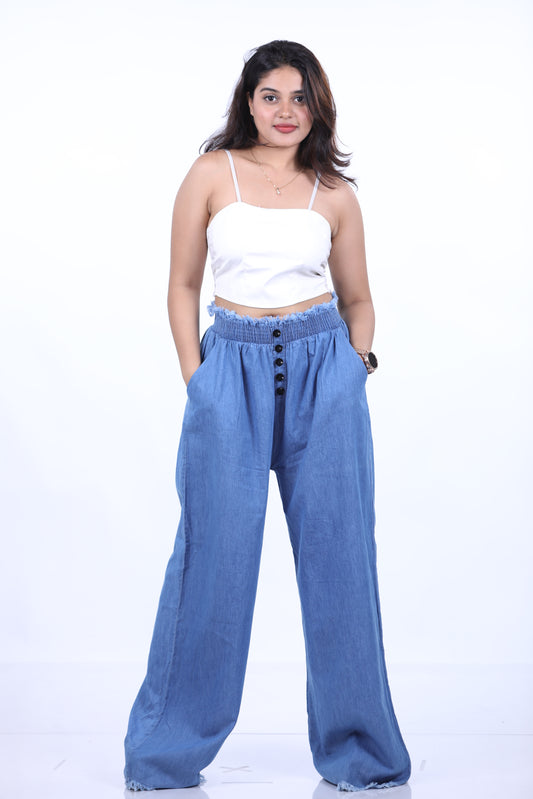 5BUTTON DENIM PLAZO