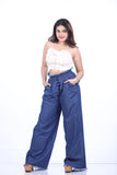Stylish  Navy Blue 5BUTTON DENIM PLAZO