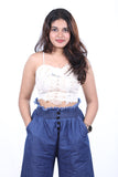 White CROSET FEATHER TOP