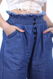 Stylish  Navy Blue 5BUTTON DENIM PLAZO