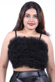 Black CROSET FRILL TOP