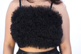 Black CROSET FRILL TOP