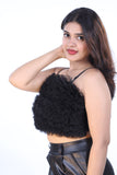 Black CROSET FRILL TOP