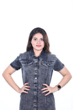 Gray Black Denim Dress