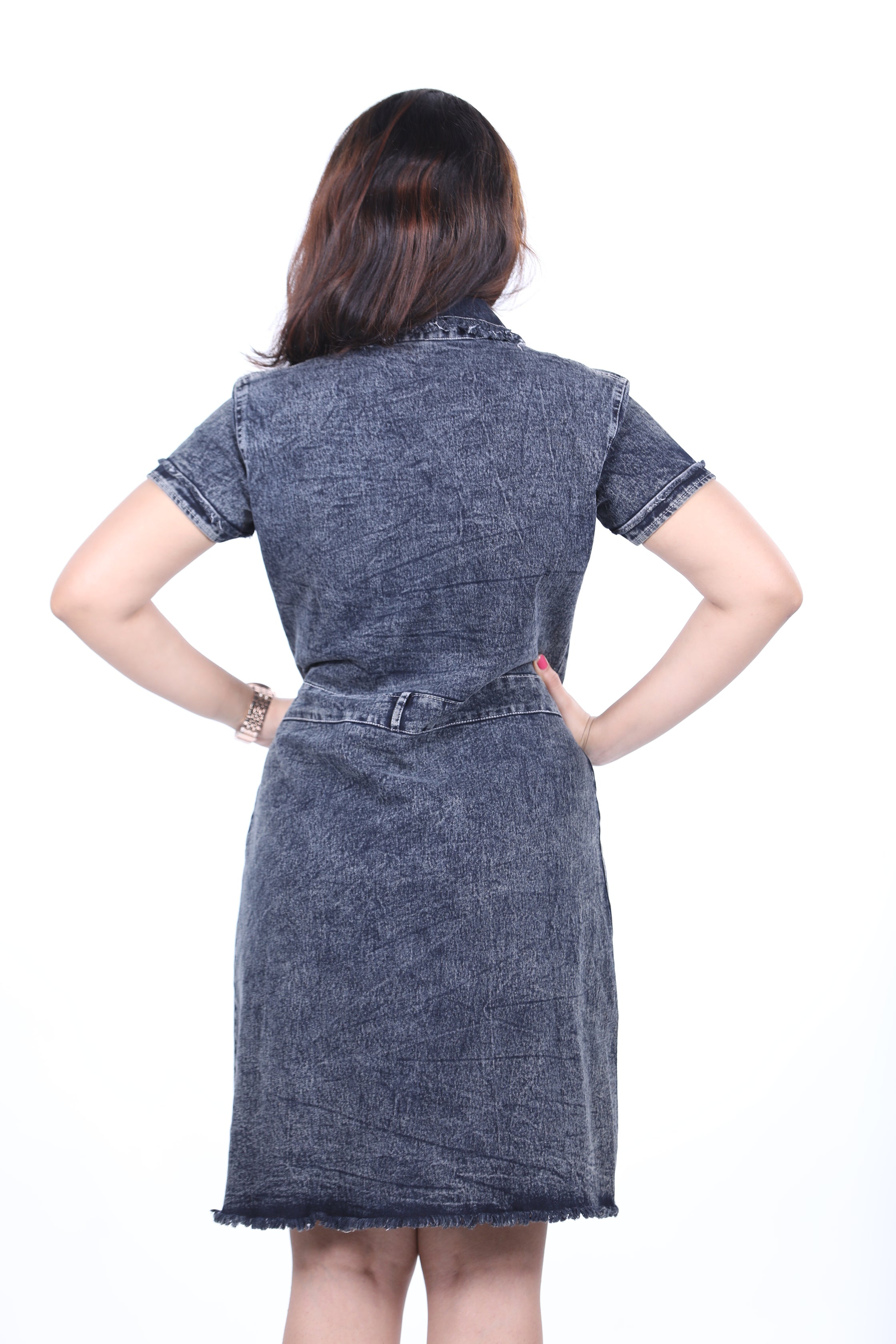 Gray Black Denim Dress