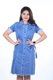 Denim Blue Short Sleeve Shirt Dress