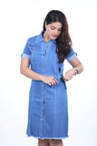 Denim Blue Short Sleeve Shirt Dress