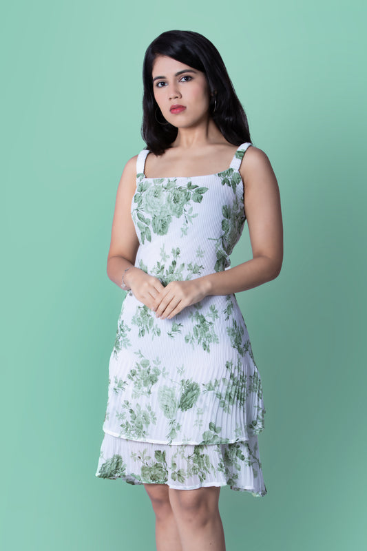 White and Green Dress