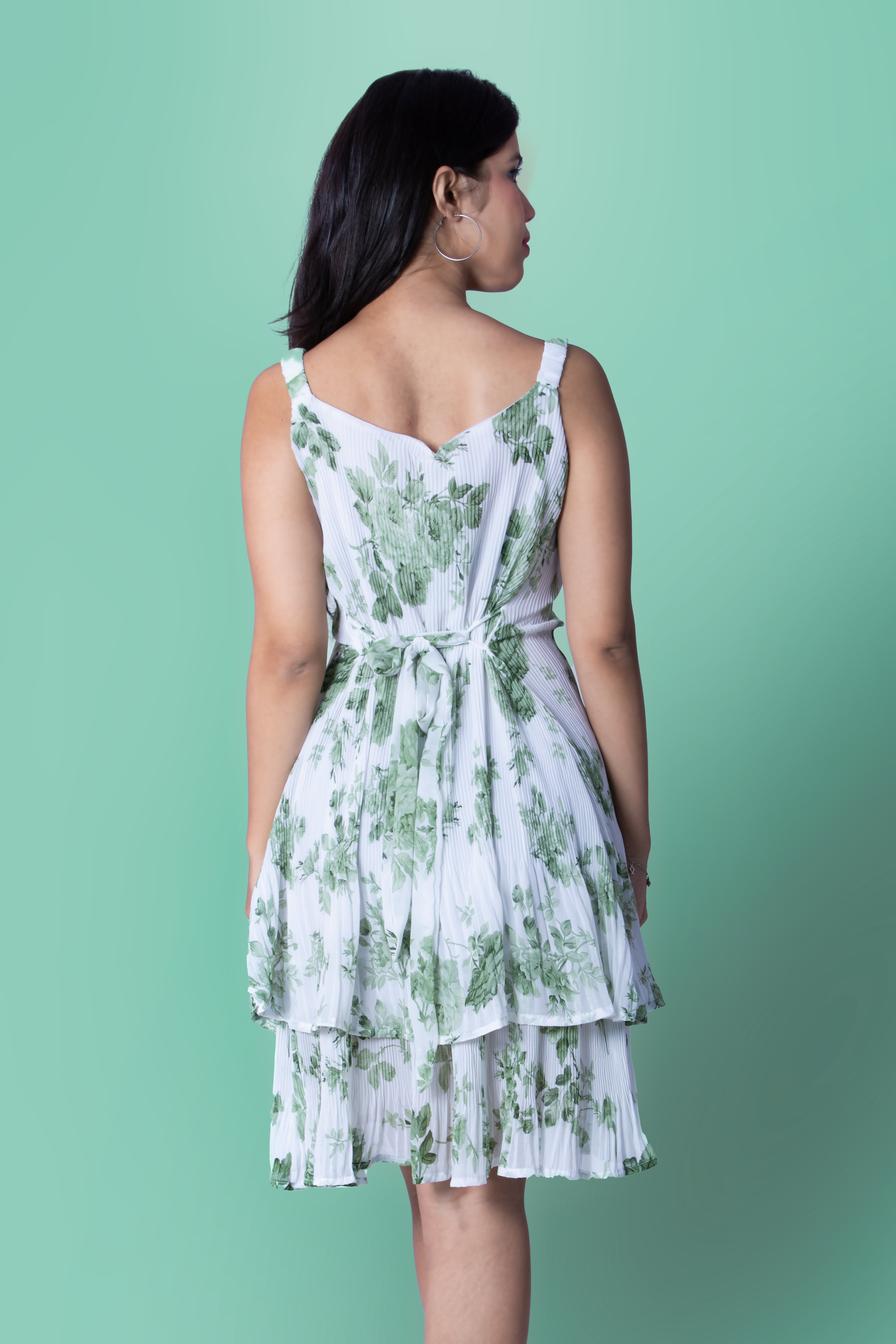 White and Green Dress
