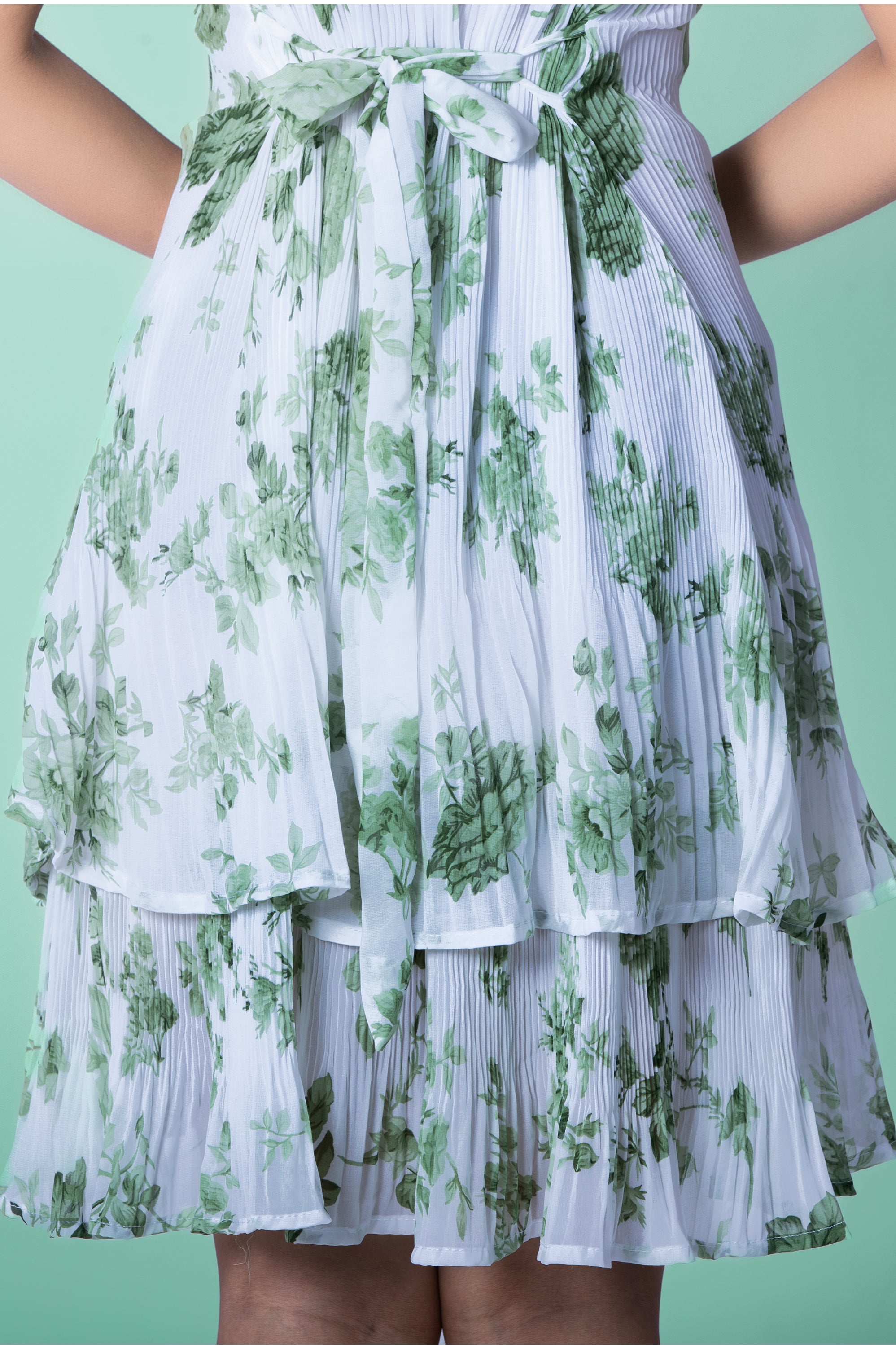 White and Green Dress